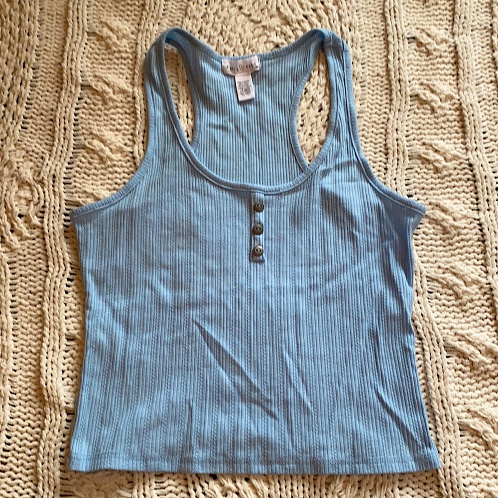 light blue razorback tank top